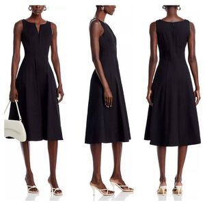 AQUA Paneled Midi Dress Medium Black